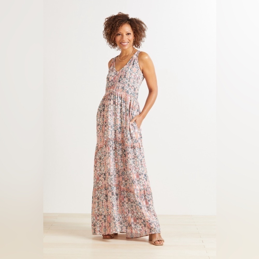 Roan + Ryan Sadie Tiered Maxi Dress Size Small